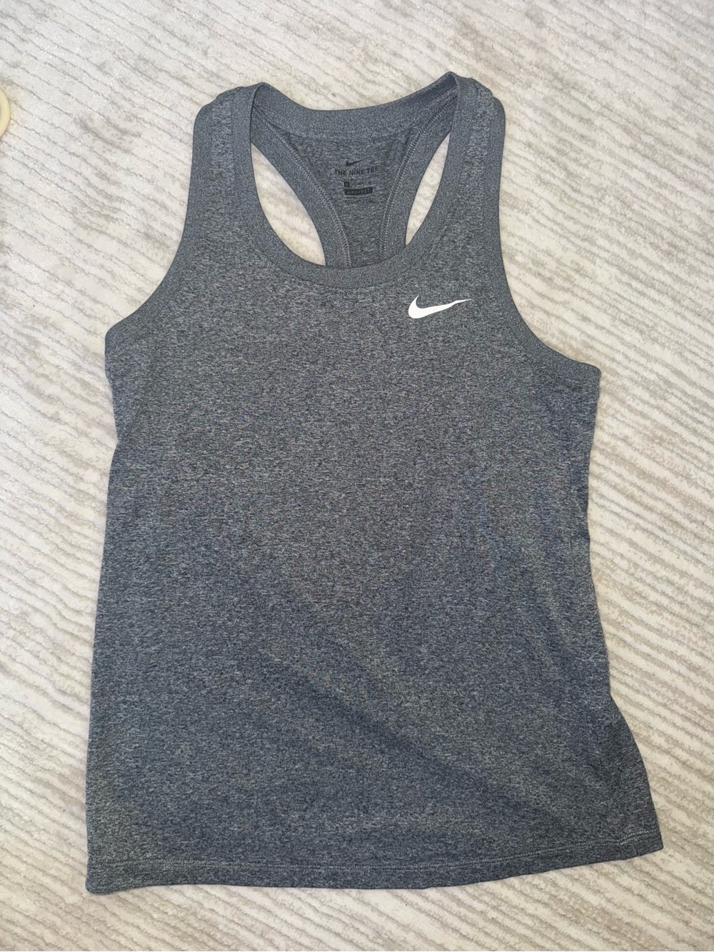 Nike Gray Racerback Tank Top with White Swoosh